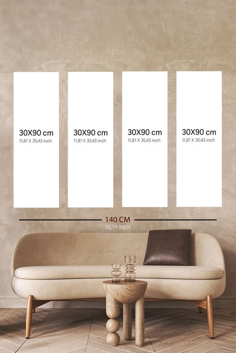 Wallity Set de 4 Pinturas Decorativas en Lienzo Multicolor 30x90 cm